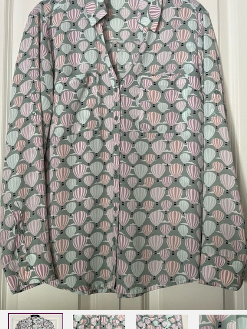 ISO Express Pink & Mint Hot Air Balloon Print Blouse